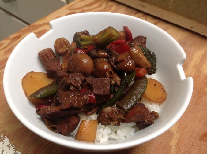 Beef and Vegetable Stir Fry over Rice