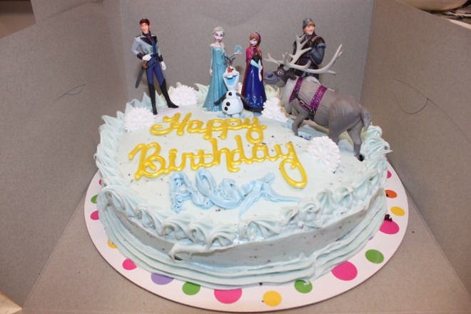 Frozen themed gluten free chocolate cake.