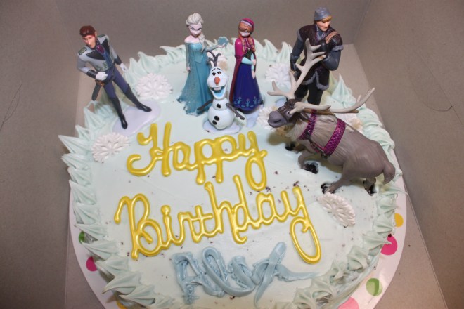 Frozen themed gluten free chocolate cake.