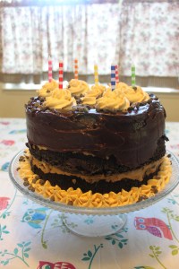 Gluten Free Peanut Butter Cookie Dough & Brownie Five Layer Cake | Small Town Living in Nevada