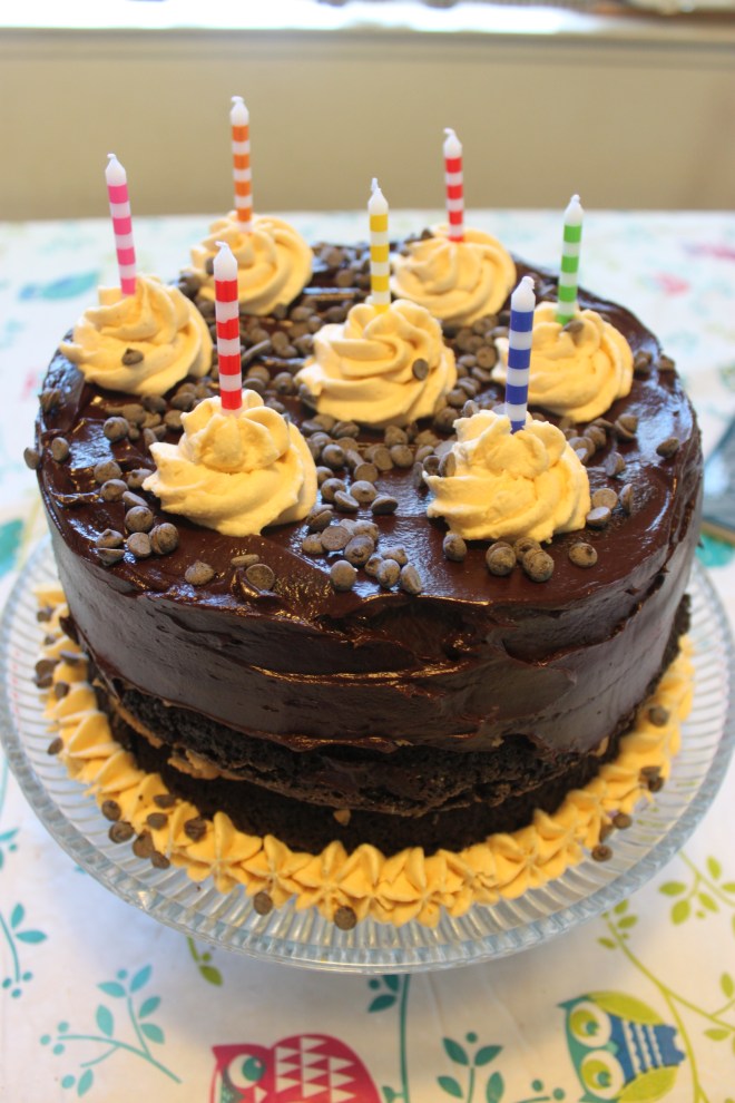 Gluten Free Peanut Butter Cookie Dough & Brownie Five Layer Cake | Small Town Living in Nevada