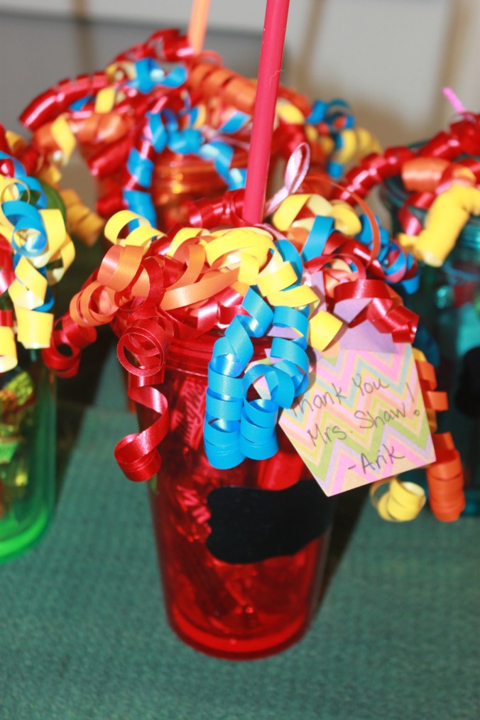 Acrylic Tumbler with Straw stuffed with goodies