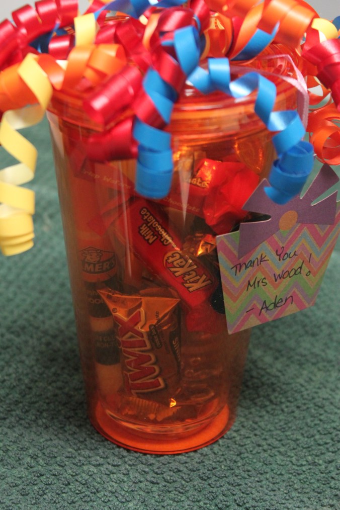 Acrylic Tumbler with Straw stuffed with goodies