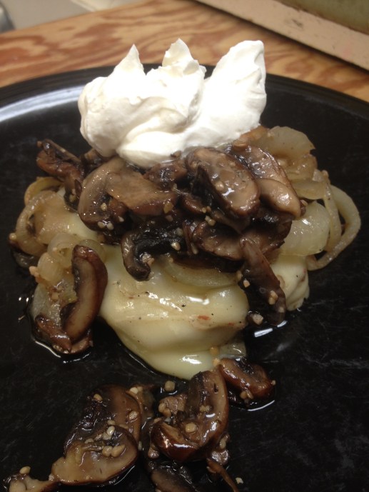 Swiss Mushroom Burger with grilled Onions and a dollop Sour Cream | Small Town Living in Nevada