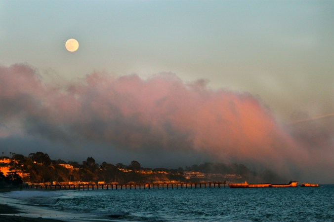 Sea cliff Beach with Moon