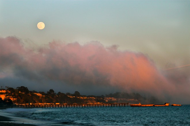 Sea cliff Beach with Moon