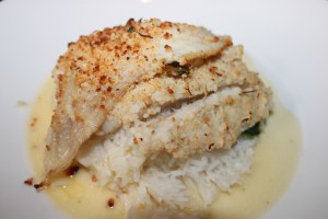 Crab encrusted flounder