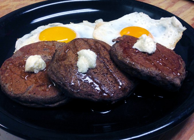Buckwheat Pancakes and eggs