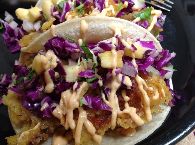 Fried Calamari tacos with a mango slaw | Small Town Living in Nevada