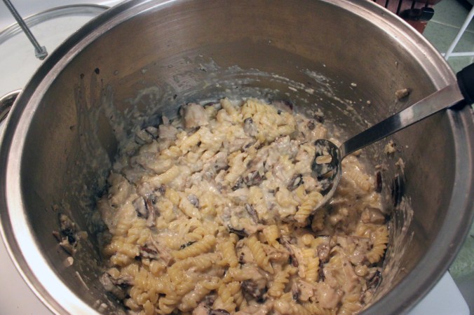 One-Pot Turkey Alfredo in the pot